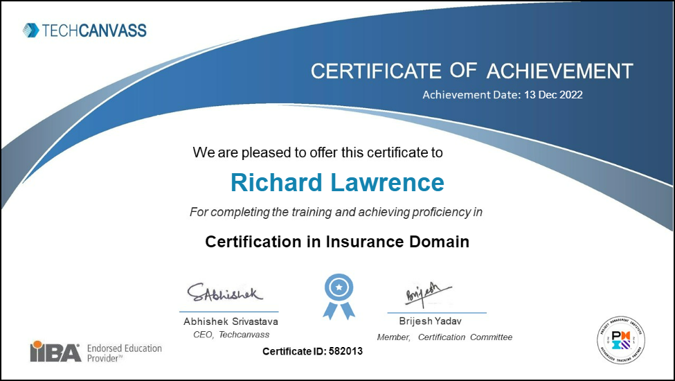 Proficiency Certificate – Richard Lawrence | Techcanvass